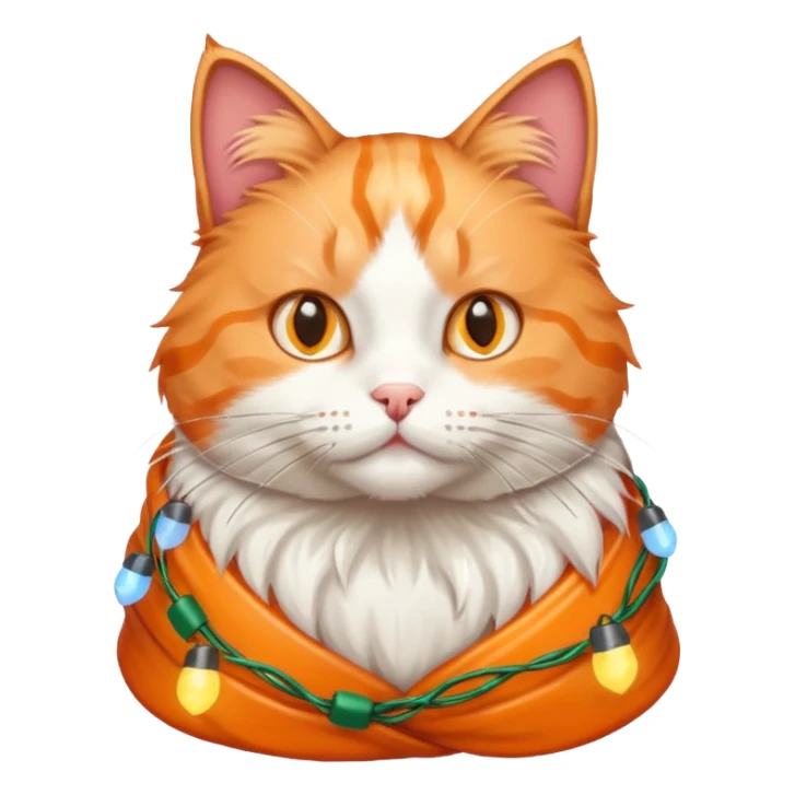 cat wrapped in christmas lights sticker