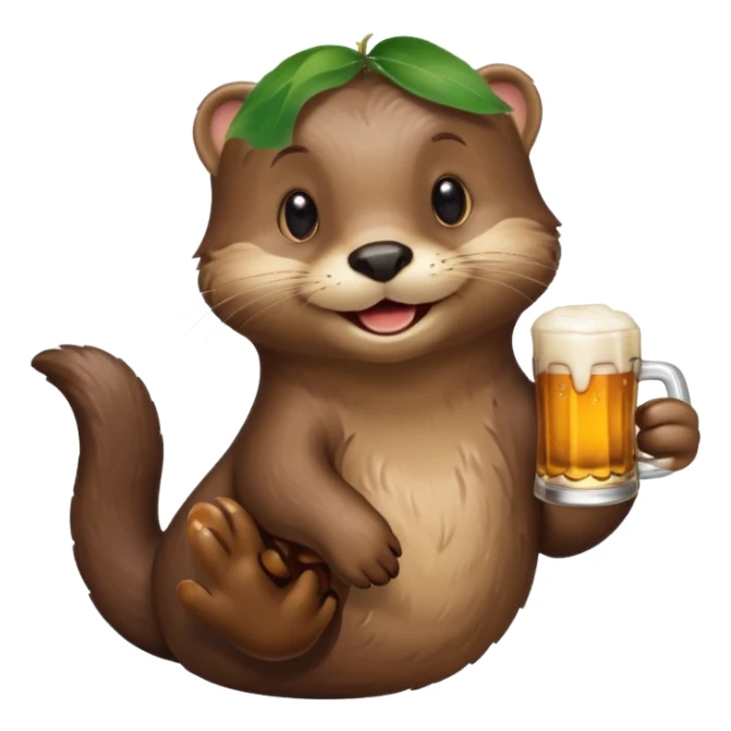 Otter holding a beer sticker