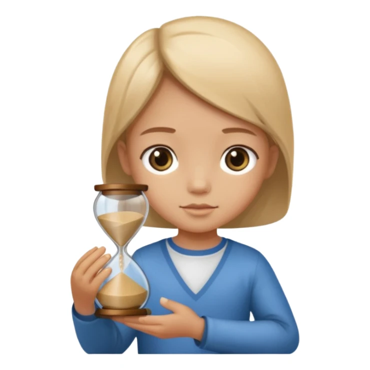 child holding hourglass sticker