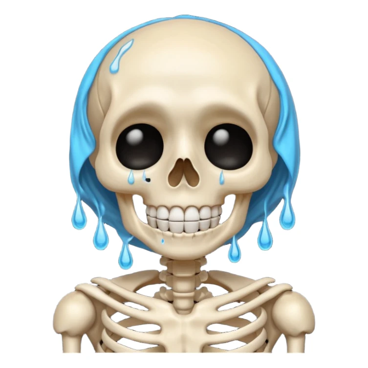 sobbing skeleton with tears and a smile sticker