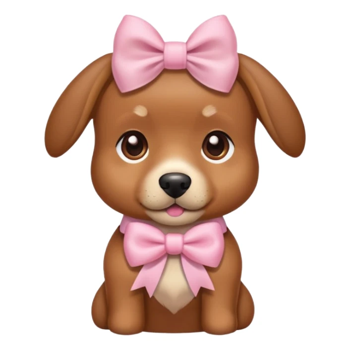 Cute brown dog with a light pink bow sticker