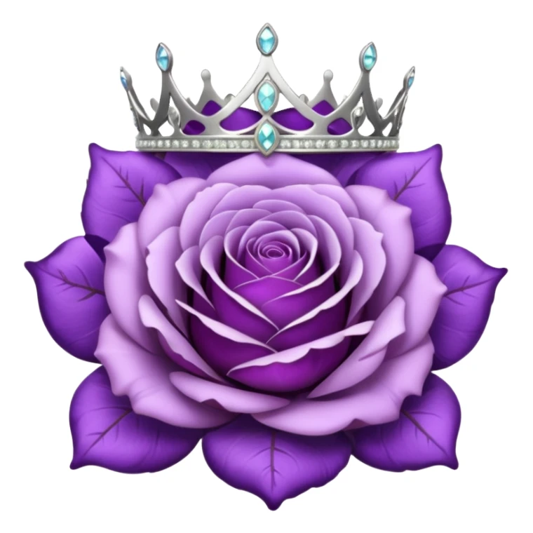 Purple rose flower, silver circle plaque, silver tiara sticker
