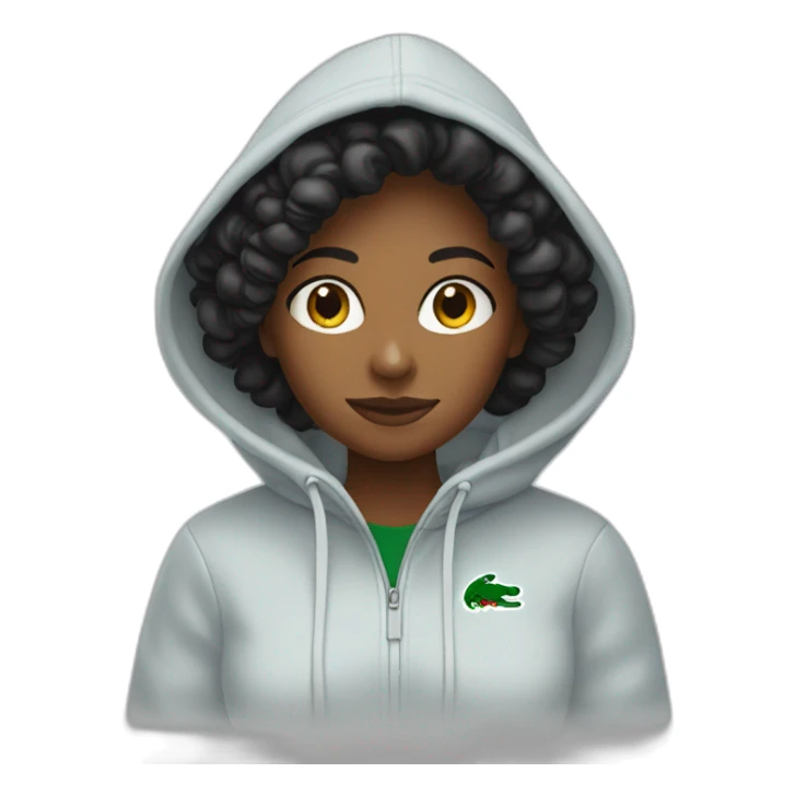 Black ladie using lacoste hoodie sticker