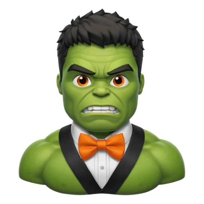 a Hulk with organe bow tie sticker