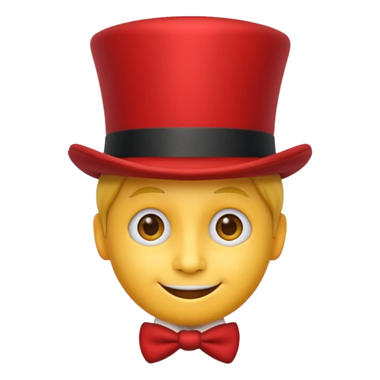 make a yellow face emoji with a red top hat sticker