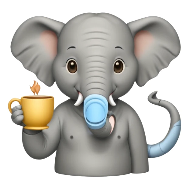 elephant with tea cup sticker