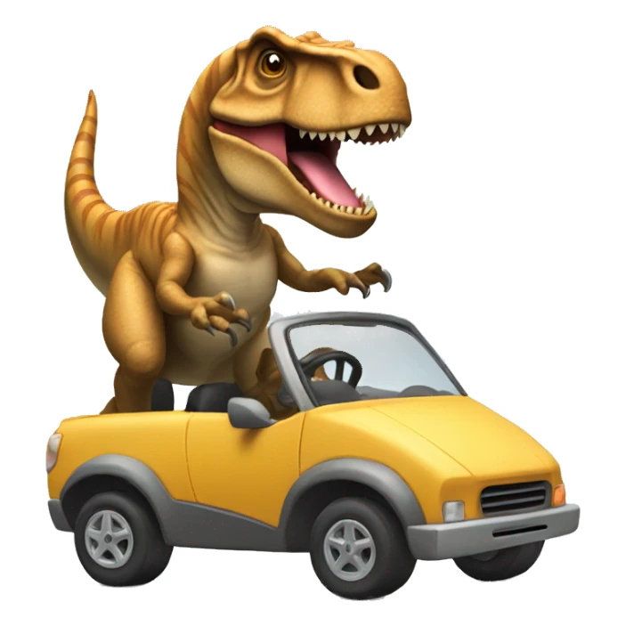 T-Rex driving a car sticker