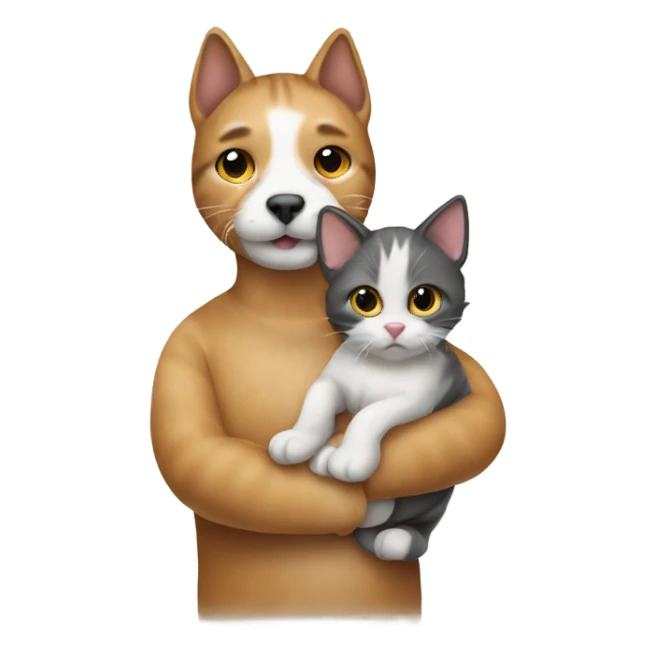 cat with dog in his hands sticker