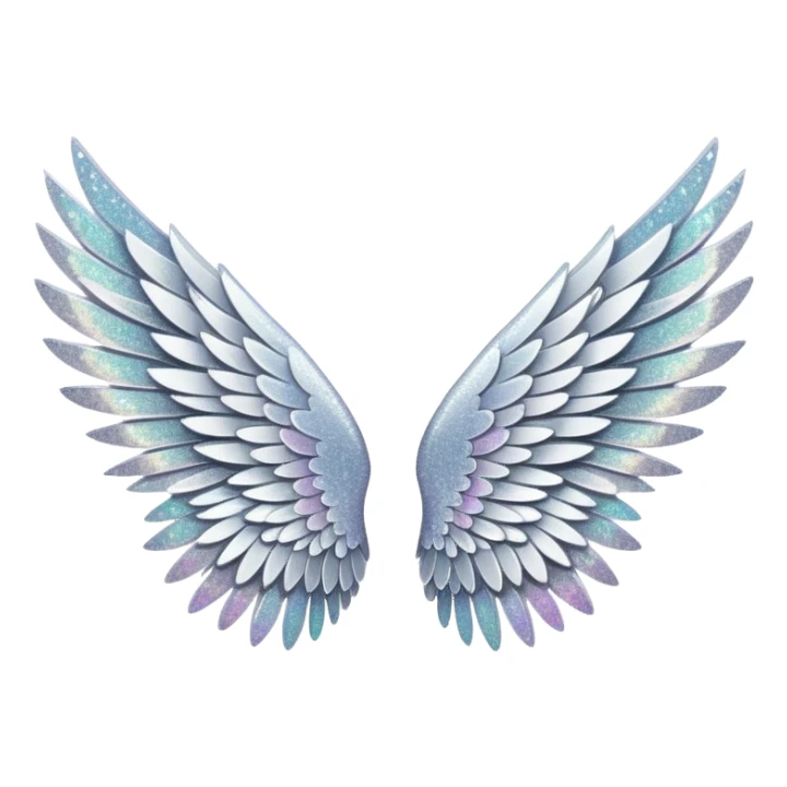 Silver glitter wings sticker