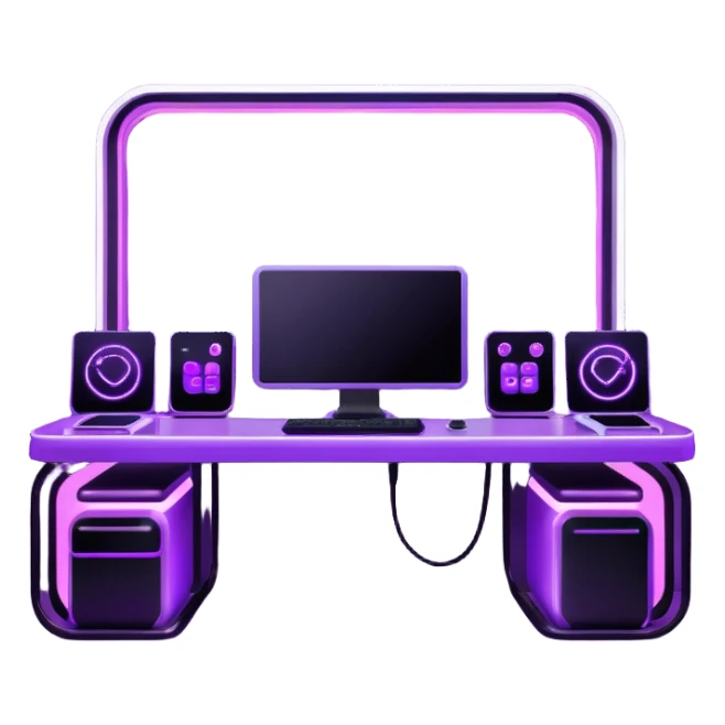purple gaming setup sticker