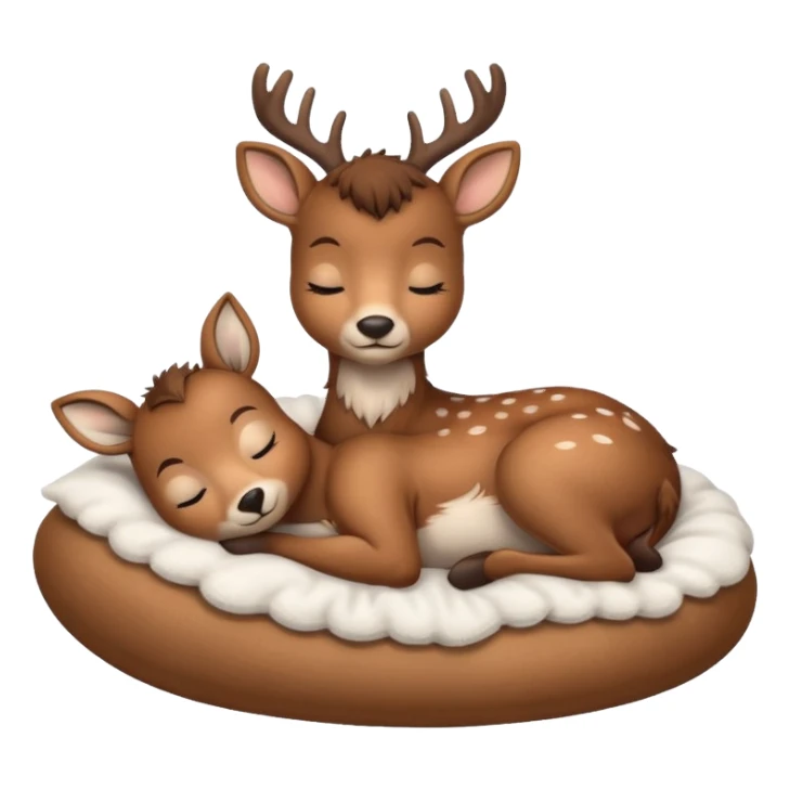 Cute deer sleeping in bed sticker