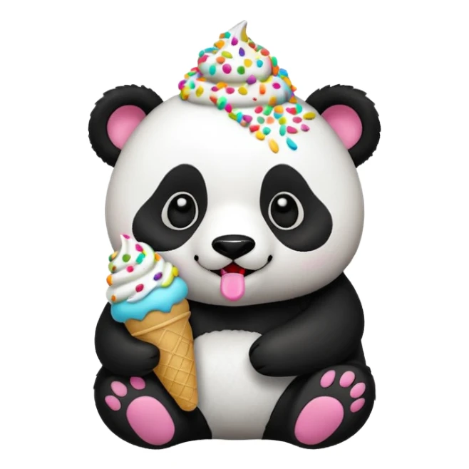 Panda eating ice cream sticker