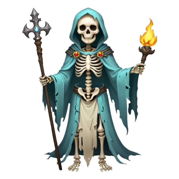 skeleton lich with magical staff sticker