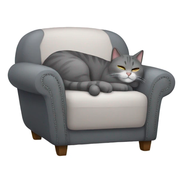 Gray cat sleeping in chair sticker