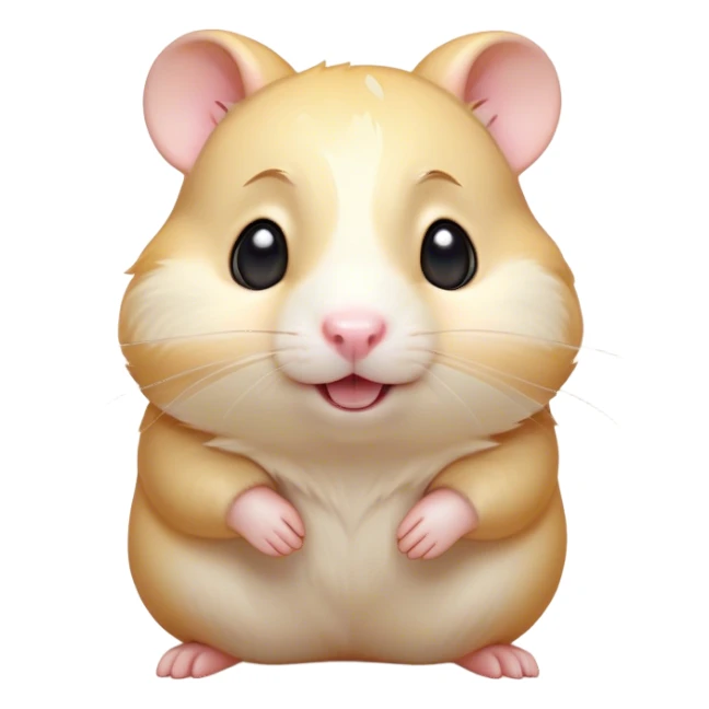 Cinematic Comical Cream Hamster Portrait Emoji, Head tilted dramatically with an exaggeratedly amused expression, featuring a striking cream coat with a luminous sheen, wide, expressive dark eyes filled with playful disbelief, Simplified yet hilariously expressive features, highly detailed, glowing with a slightly sassy glow, high shine, dramatic yet playful, stylized with an air of cheeky mischief, bright and endearing, soft glowing outline, capturing the essence of a spirited and over-the-top hamster, so meme-worthy it feels like it could side-eye its way into internet fame instantly! sticker