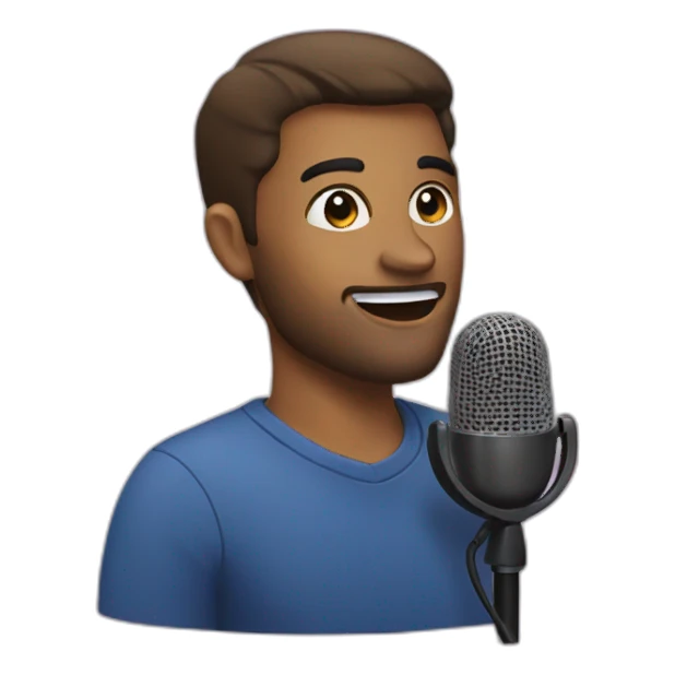 podcast host with microphone sticker