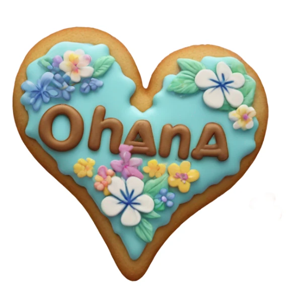 Cookie heart with ohana sticker