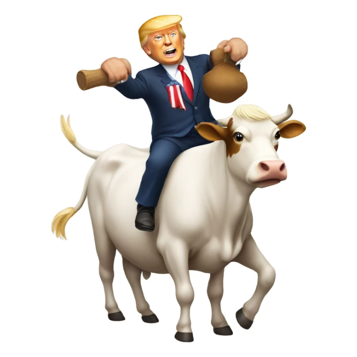 trump riding a cow sticker