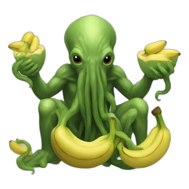 Human cthulhu eating bananas sticker