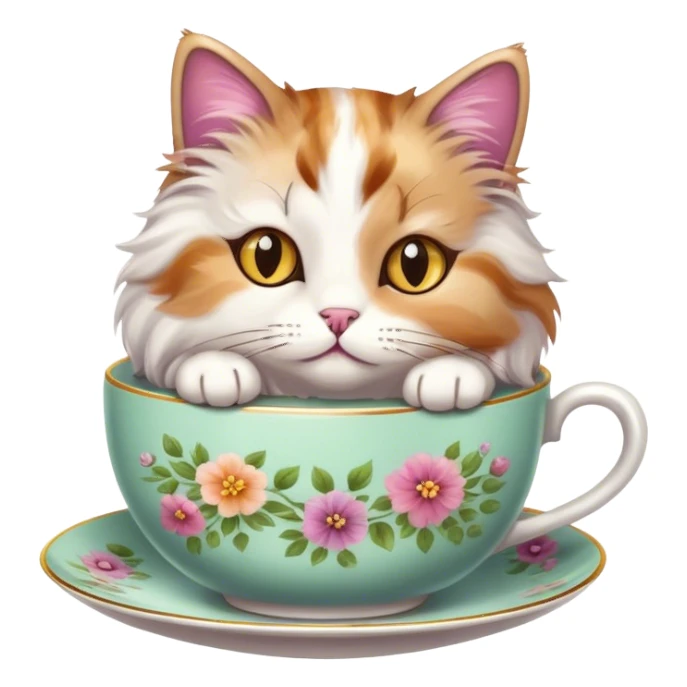 A little cat in a teacup sticker