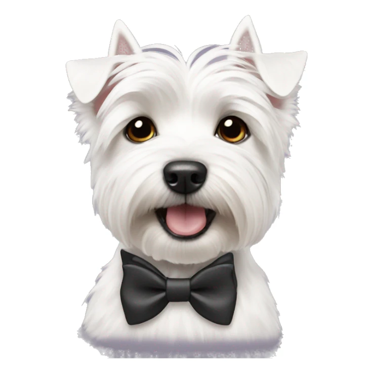 Westie wearing a bow tie sticker