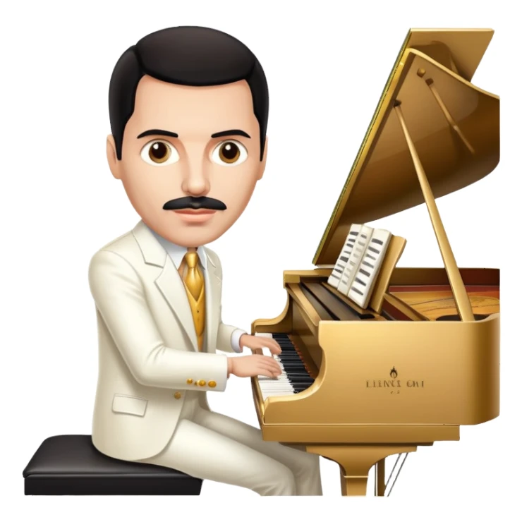 Freddie Mercury playing grand piano sticker