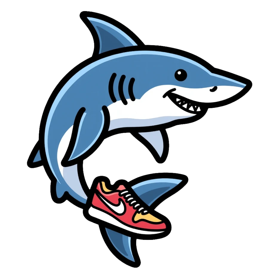 shark wearing Nike shoes sticker