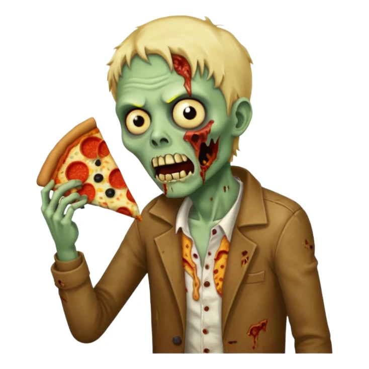 zombie eating pizza slice sticker