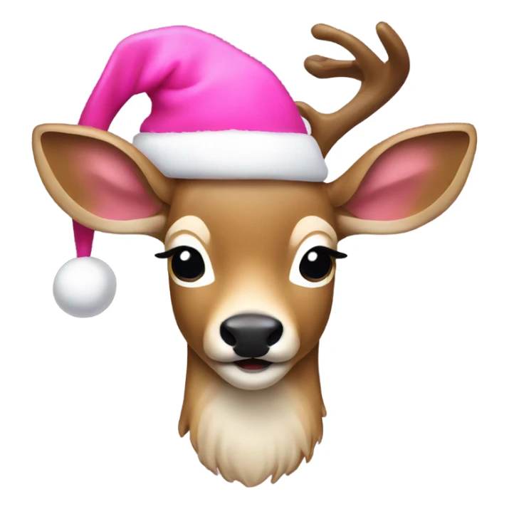 Deer with a pink Santa hat sticker