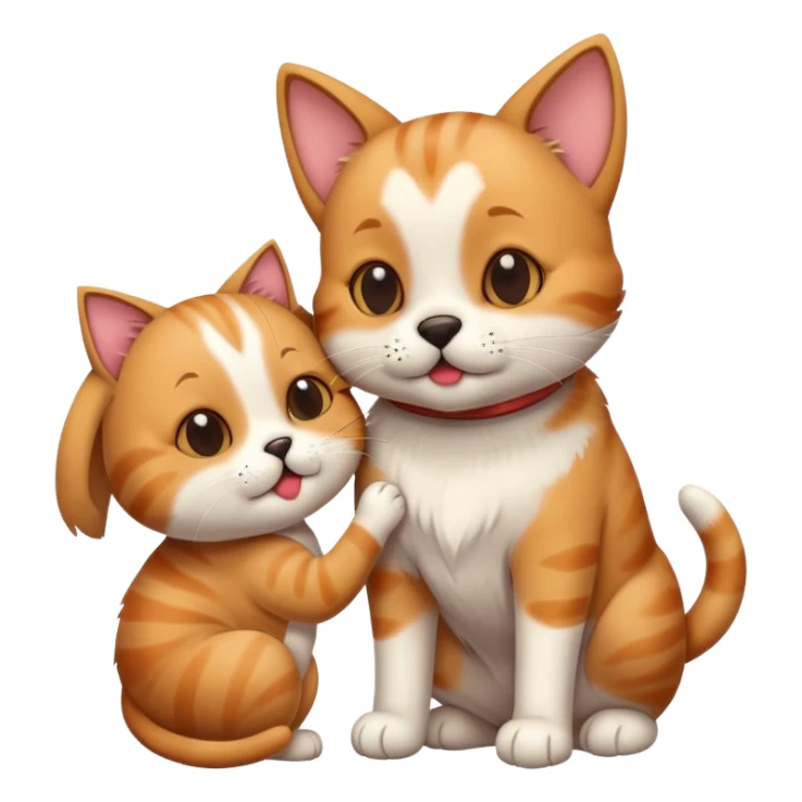 cat kissing a dog sticker