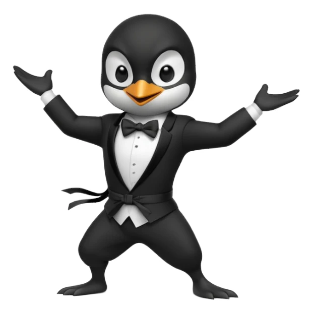 penguin ninja in action pose sticker