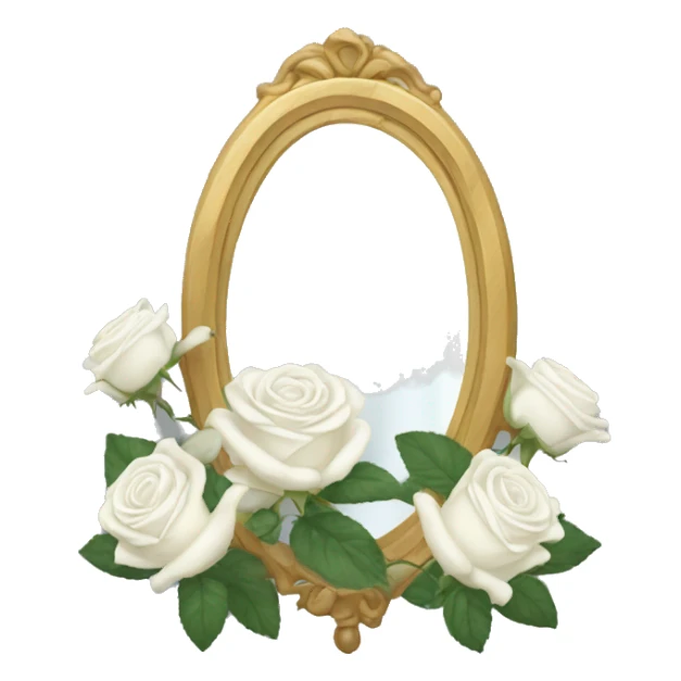 light academia mirror and white roses sticker