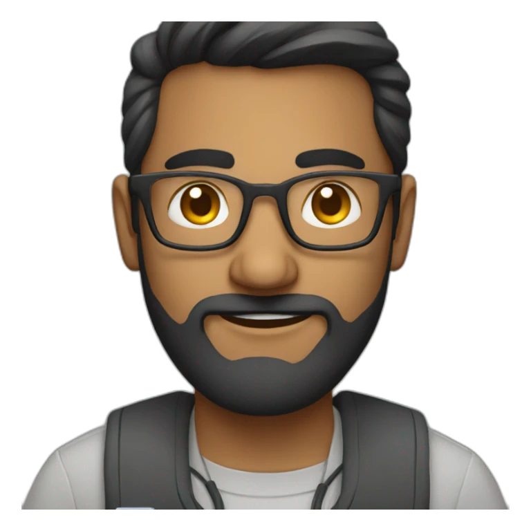 Indian Guy with glasses and small beard working on a macbook sticker