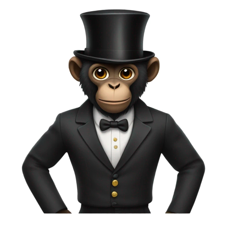 A black monkey with abs on the body and a top hat sticker