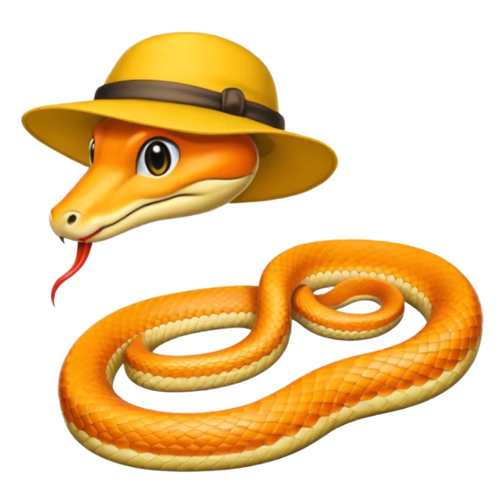 orange snake with yellow hat sticker