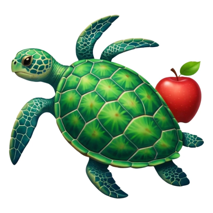 sea turtle, apple emoji sticker
