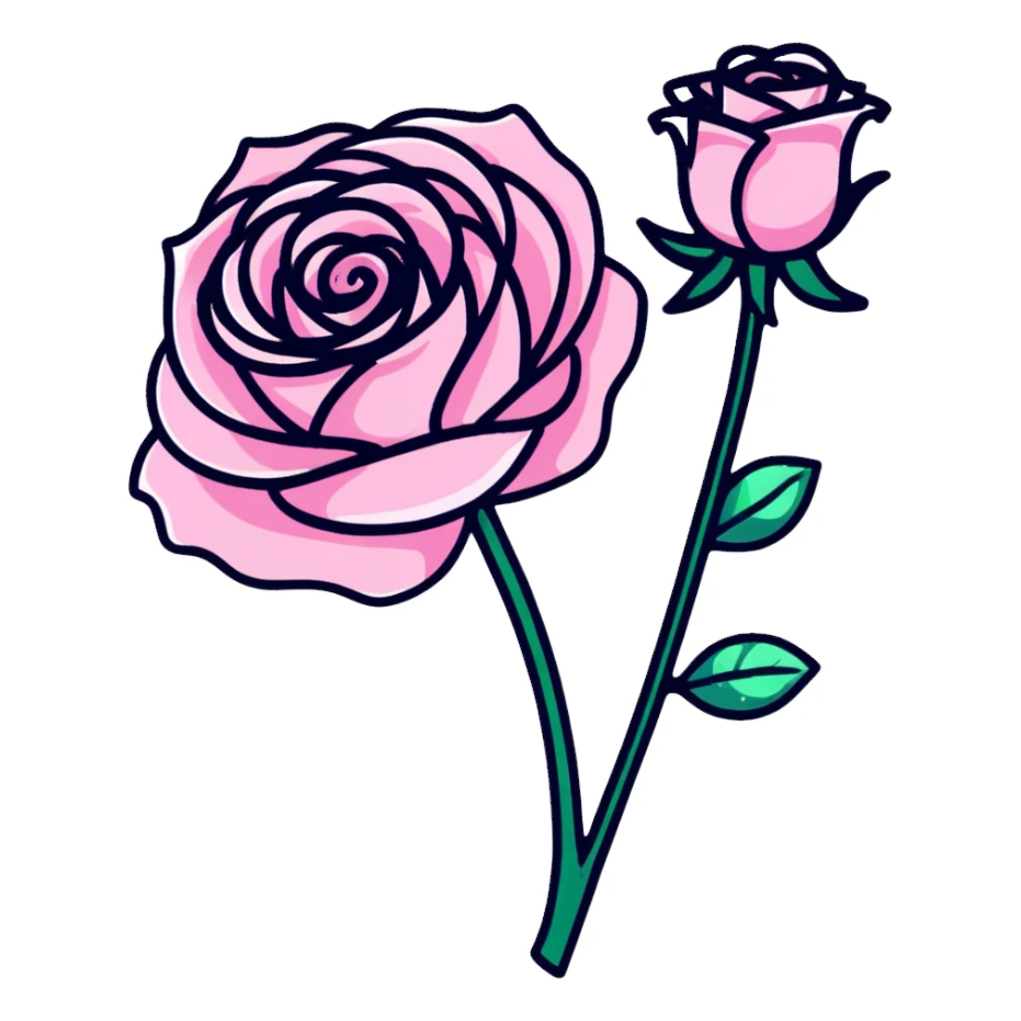 pink rose with glitter sticker