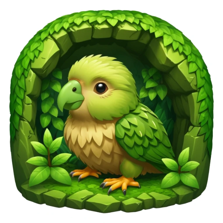 kakapo inside a lush cave sticker