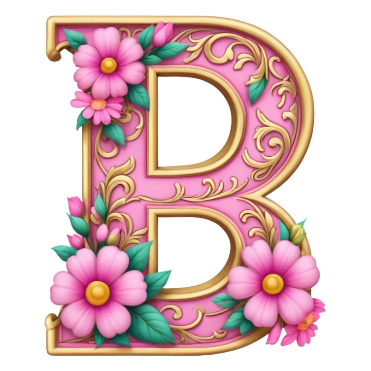 Pink, romantic, flowery, the letter “e” sticker