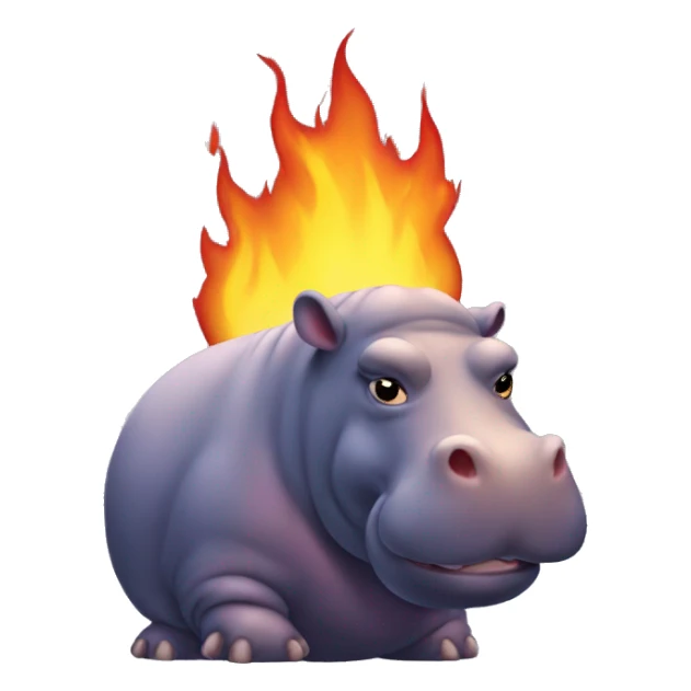 Hippo in flames sticker