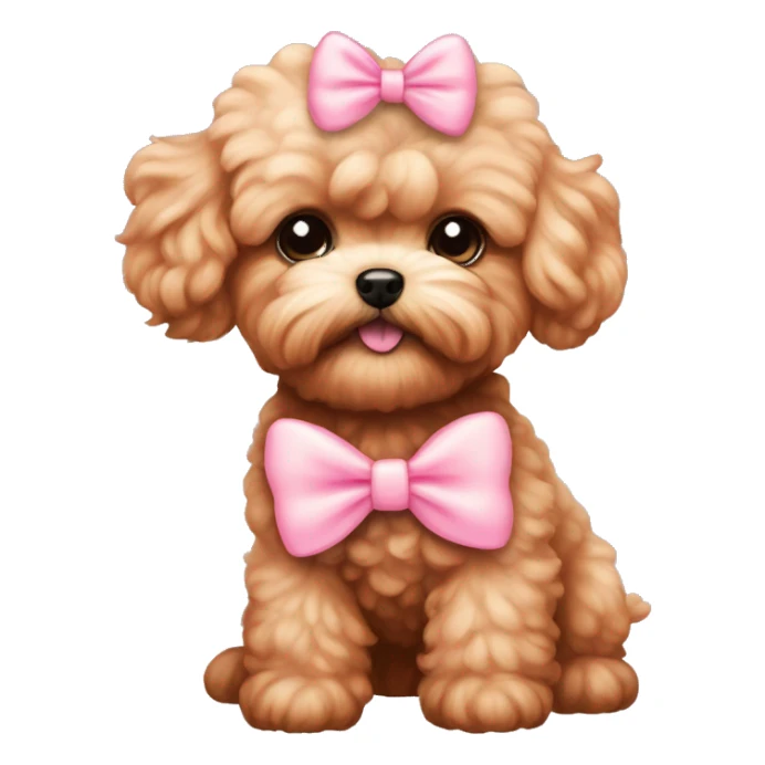 Red Maltipoo with pastel pink bow sticker