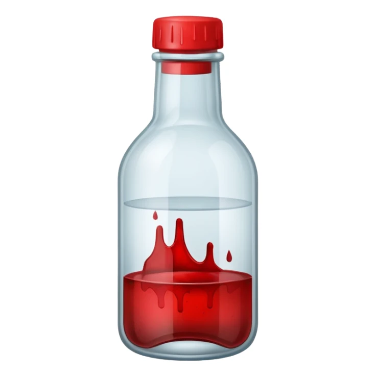 saline bottle wwith blood stains sticker