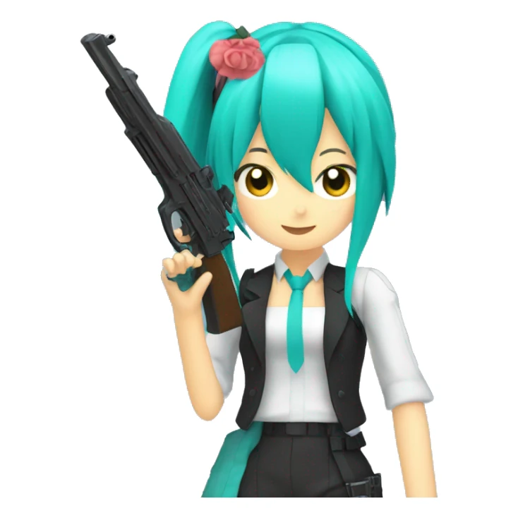 Miku with a gun sticker