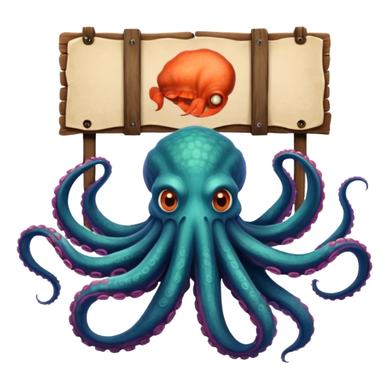Kraken holding a large blank sign sticker