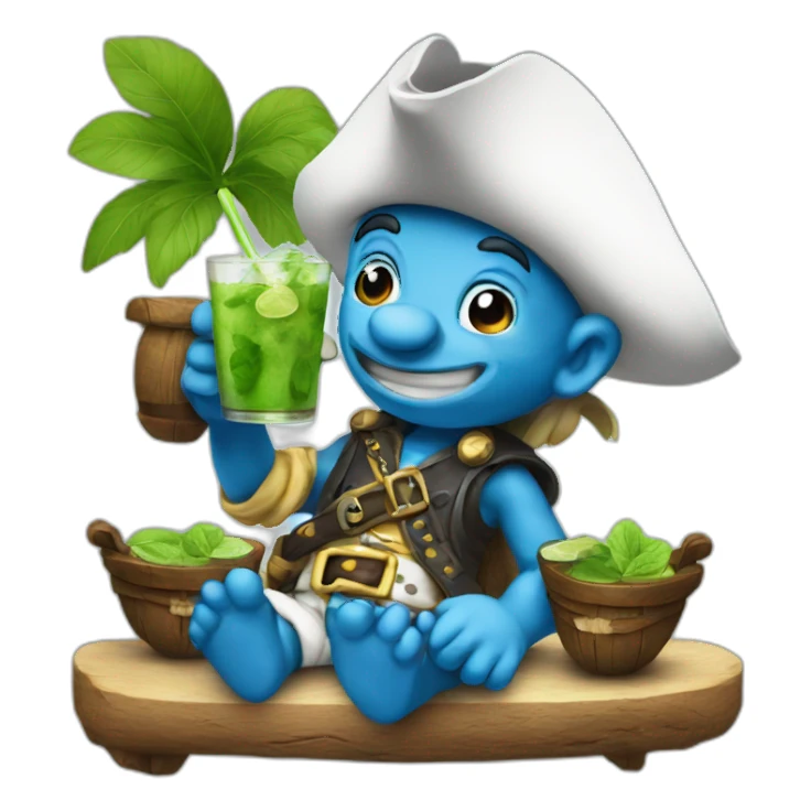 smurf pirate drinking mojito sticker