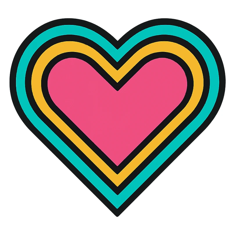 heart icon with colorful outlines sticker