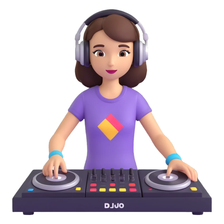 girl playing DJ set sticker