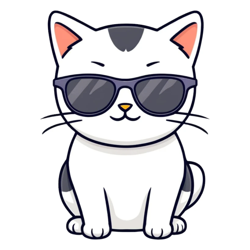 Cat with sunglasses sticker