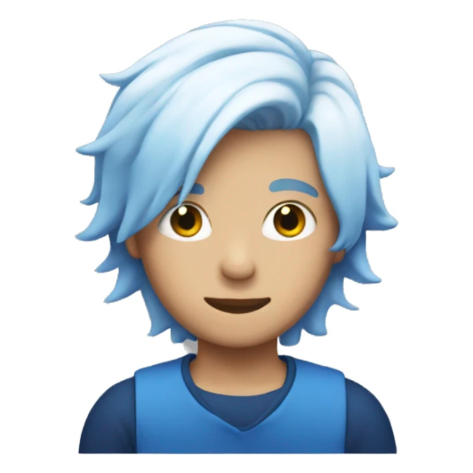 A boy with white and blue hair  sticker