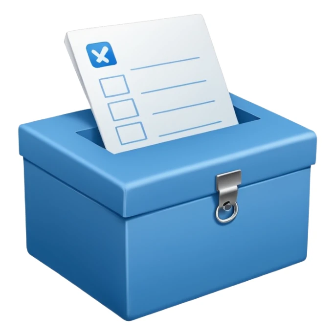 A paper blue box with a check in side sticker